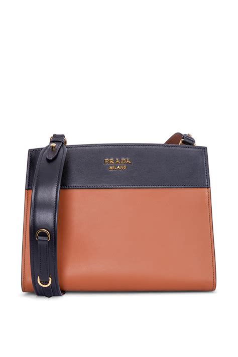 prada bibliotheque hobo bag in cognac and black